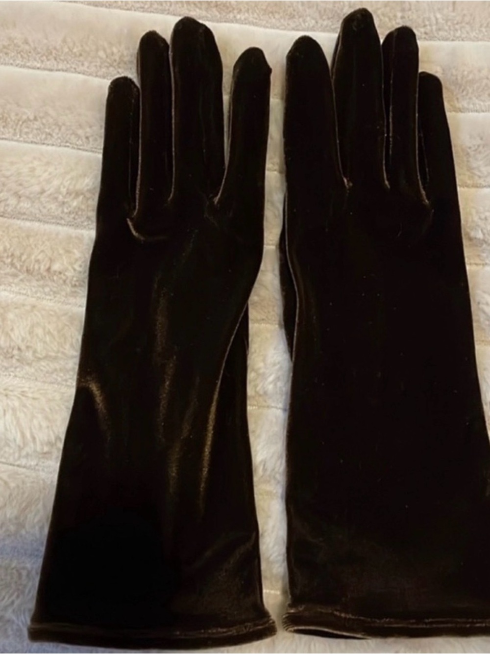 Vintage Luxurious chocolate brown velvet gloves s L